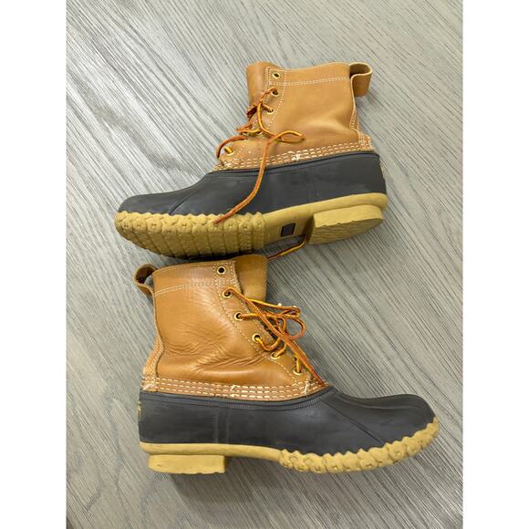 L L Bean Duck Boots Brown Leather Waterproof Outdoor Men\'s 8, EM